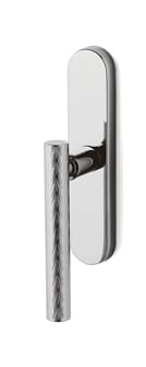Chrome door handle on a white background