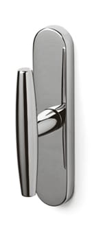 Chrome door handle on a white background