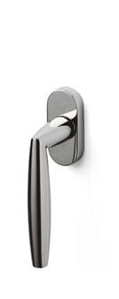 Chrome door handle on a white background