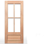 A light natural wood interior door with a six-pane grid design and a decorative lower panel, shown on a white background with text reading 'BAL-PAD-4G Door' and the Crown Doors logo.