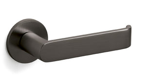 Metal door handle on a white background