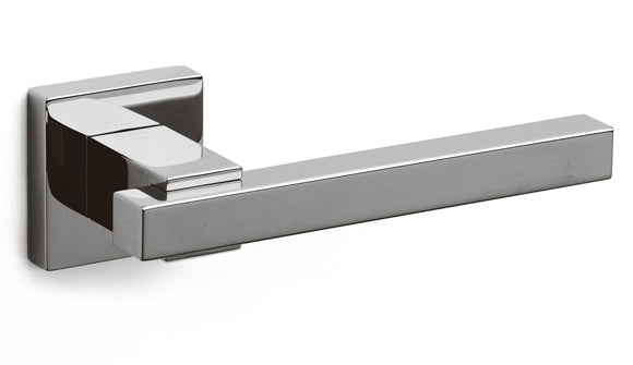 Chrome door handle on a white background