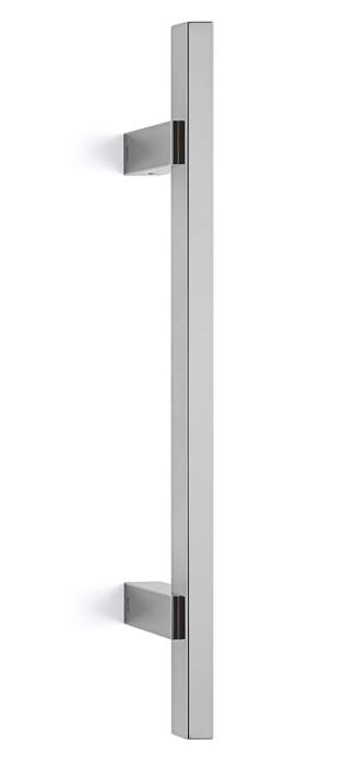 Metallic door handle on a white background
