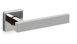 Chrome door handle on a white background