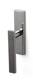Chrome door handle on a white background