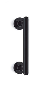 Black door handle on a white background