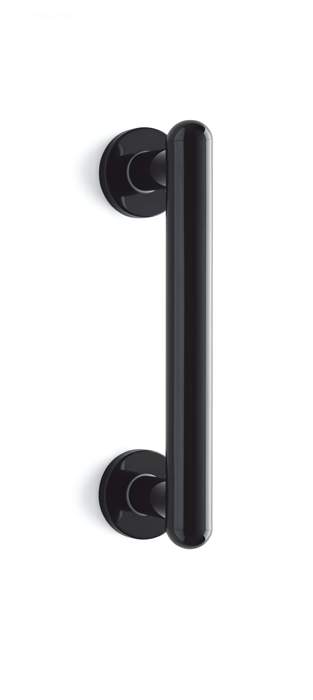 Black door handle on a white background