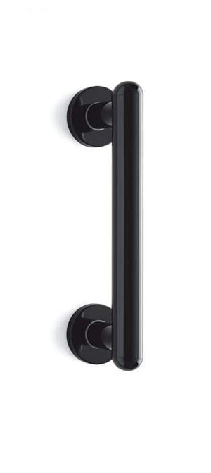 Black door handle on a white background