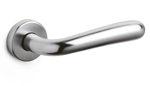 Chrome door handle on a white background