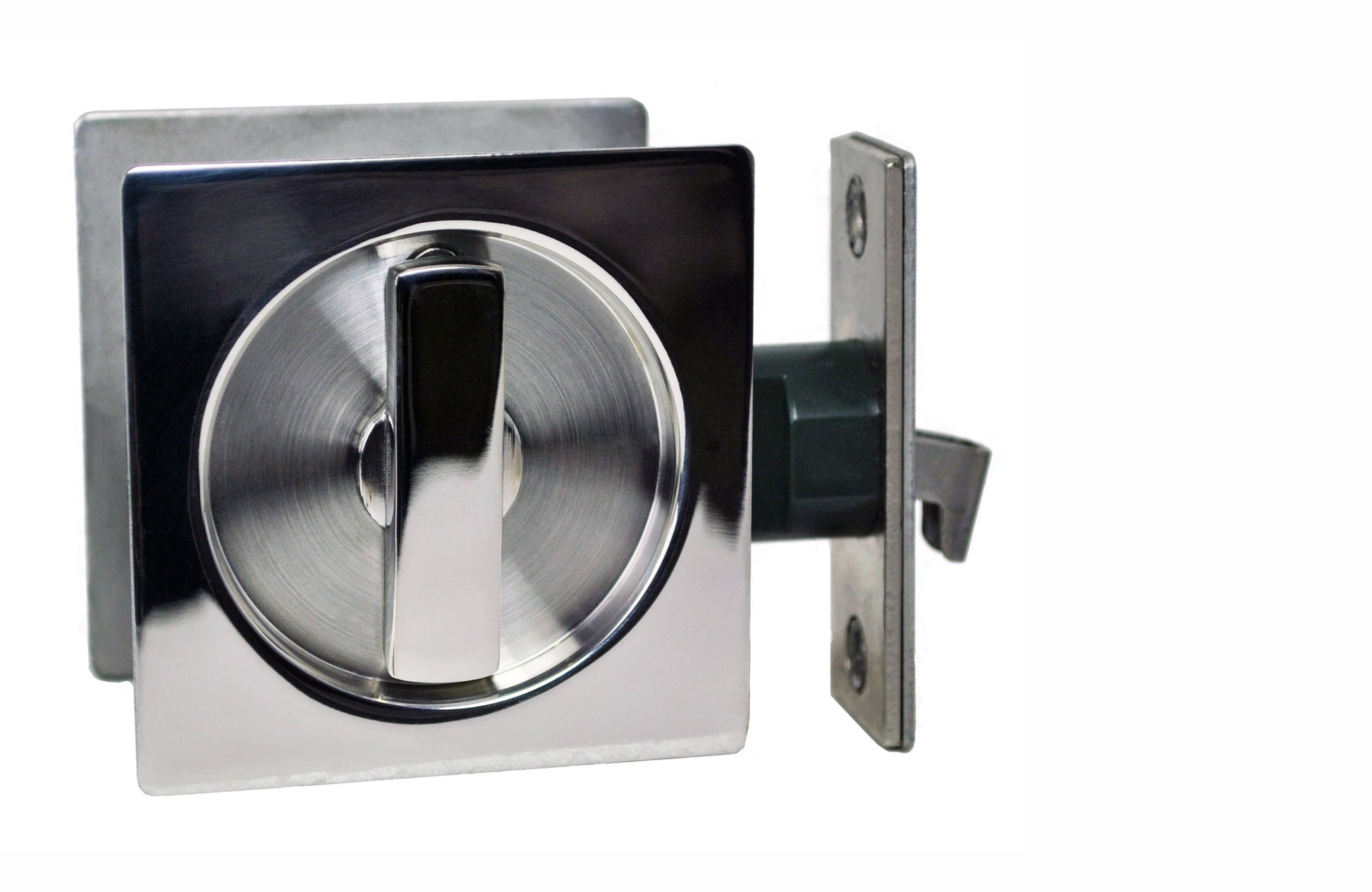 Nidus Sliding cavity door square backplate privacy set incl. end pull polished stainless steel