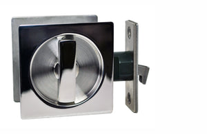 Nidus Sliding cavity door square backplate privacy set incl. end pull polished stainless steel