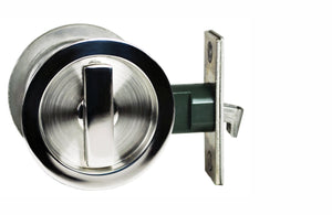 Nidus Sliding cavity door round backplate privacy set incl. end pull polished stainless steel