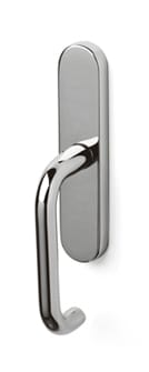 Chrome door handle on a white background