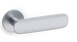 Metallic door handle on a white background