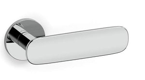 Chrome door handle on a white background