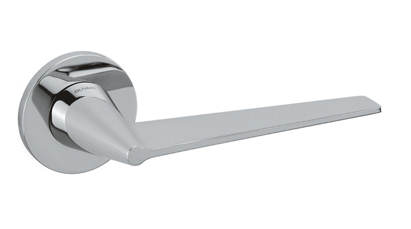 Chrome door handle on a white background