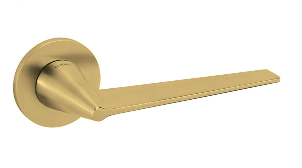 Gold door handle on a white background