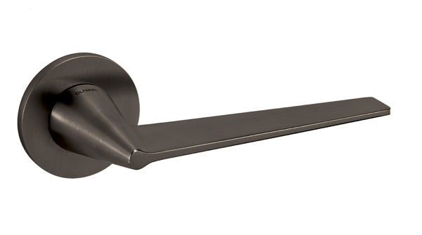 Metal door handle on a white background