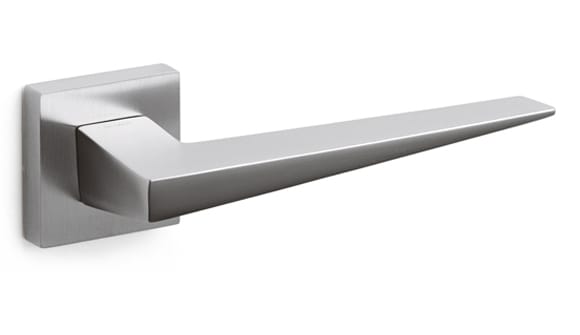 Chrome door handle on a white background