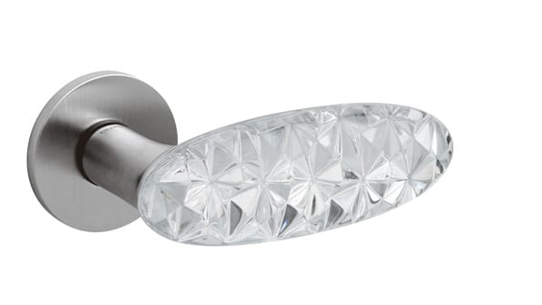 Door handle with crystal design on a white background