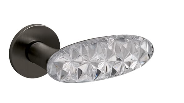 Door handle with crystal design on a white background