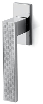 Chrome door handle on a white background