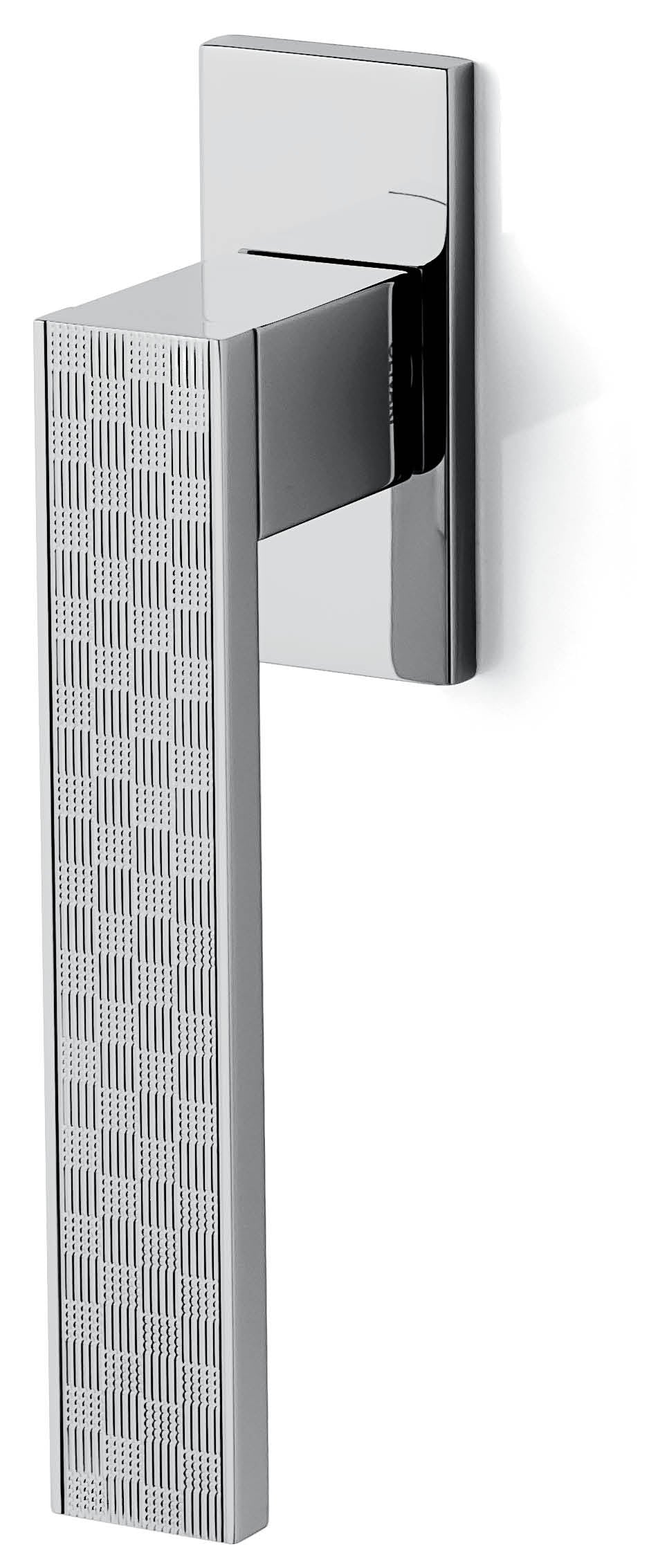 Chrome door handle on a white background