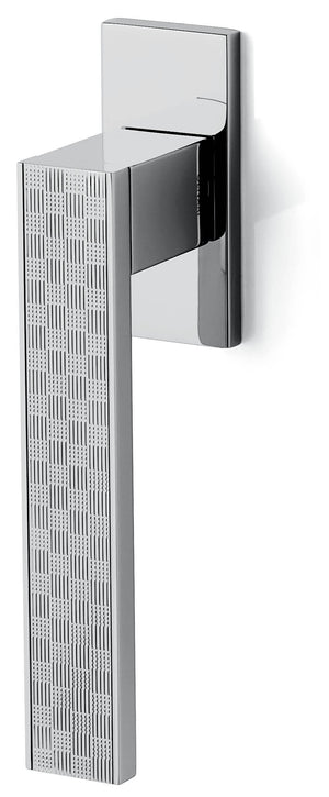 Chrome door handle on a white background