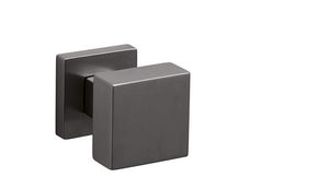 Metallic square-shaped hook on a white background