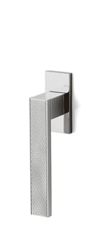 Chrome wall-mounted shower head on a white background