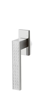 Chrome wall-mounted shower head on a white background