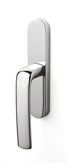 Chrome door handle on a white background