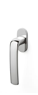Chrome door handle on a white background