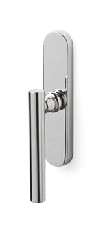 Chrome door handle on a white background