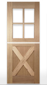 Wooden door with cross design and 'Crown Doors' logo on a white background
