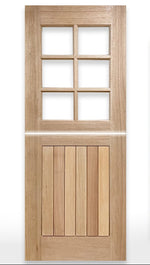 Wooden door with V-groove design and 'Crown Doors' logo.