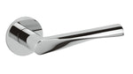 Chrome door handle on a white background