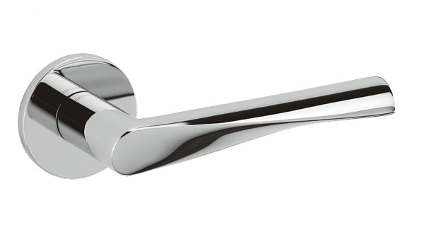 Chrome door handle on a white background