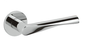 Chrome door handle on a white background