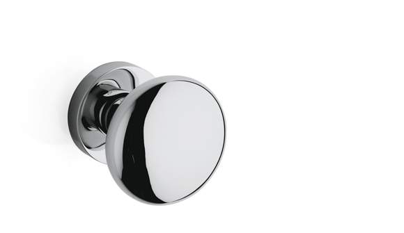 Chrome door handle on a white background
