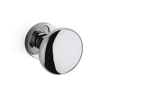 Chrome door handle on a white background