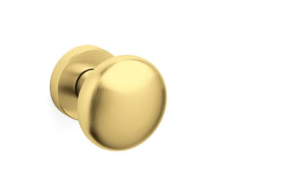 Gold door knob on a white background