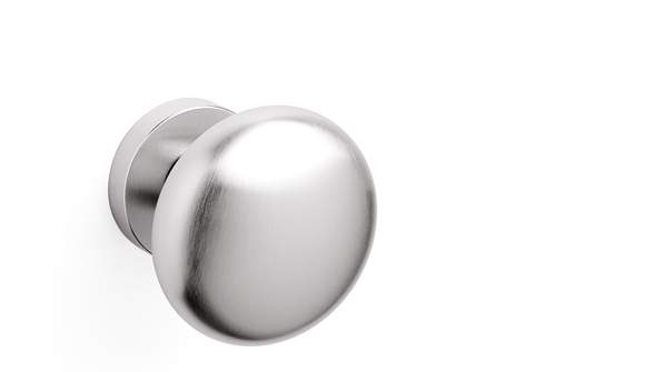 Metallic door knob on a white background