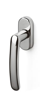 Chrome door handle on a white background