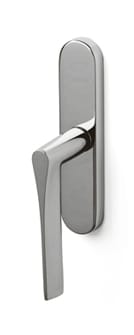 Chrome door handle on a white background