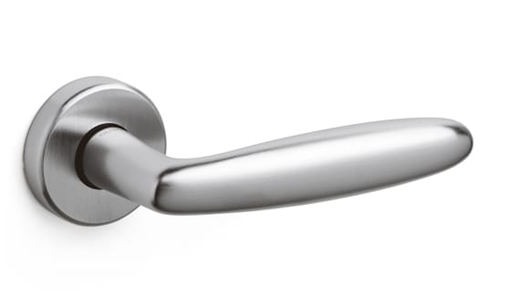 Chrome door handle on a white background