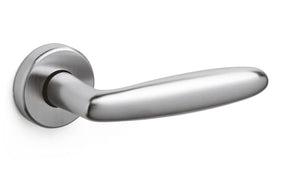Chrome door handle on a white background