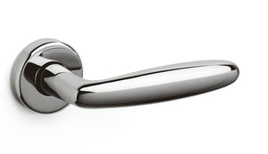 Chrome door handle on a white background