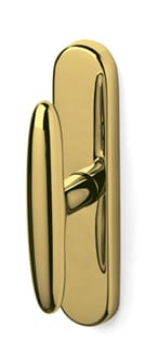 Gold door handle on a white background