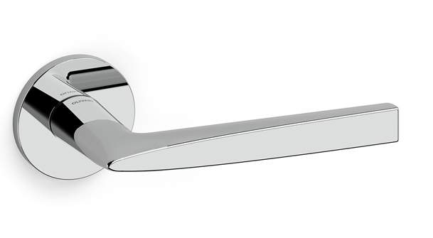 Chrome door handle on a white background